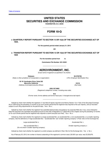 Thumbnail AeroVironment 10-Q Quarterly Report FY2015 