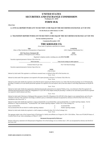 Thumbnail Kroger 10-K Annual Report 2014