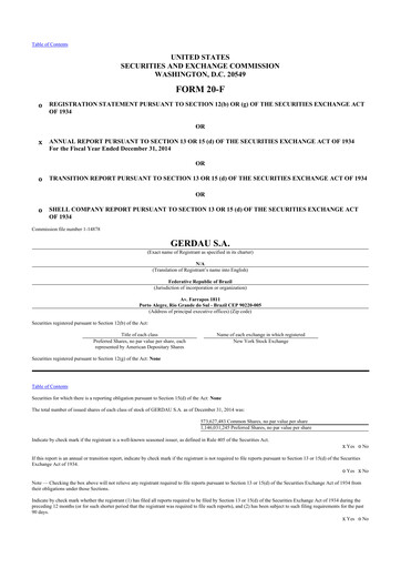 Thumbnail Gerdau 20-F Annual Report 