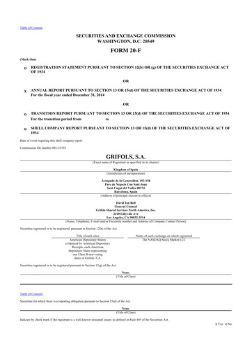 Thumbnail Grifols 20-F Annual Report 