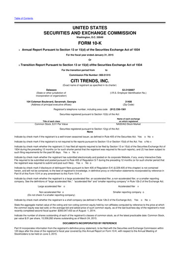 Thumbnail Citi Trends, Inc. 10-K Annual Report 