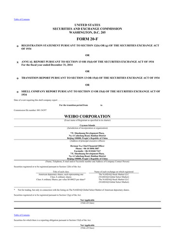 Thumbnail Weibo 20-F Annual Report 2014