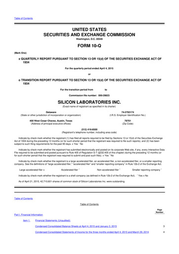 Thumbnail Silicon Labs
 10-Q Quarterly Report FY2015 
