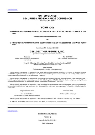 Thumbnail Celldex Therapeutics 10-Q Quarterly Report FY2015 