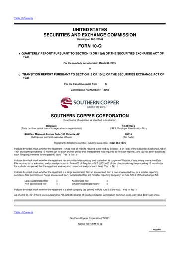 Thumbnail Southern Copper 10-Q Quarterly Report FY2015 