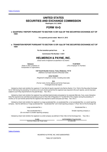 Thumbnail Helmerich & Payne

 10-Q Quarterly Report FY2015 