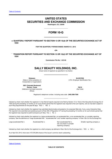 Thumbnail Sally Beauty Holdings 10-Q Quarterly Report FY2015 