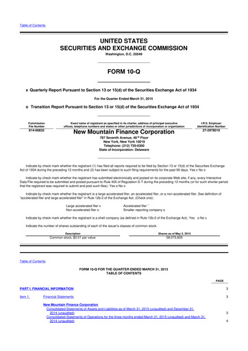 Miniature New Mountain Finance Corporation 10-Q Rapport trimestriel  
