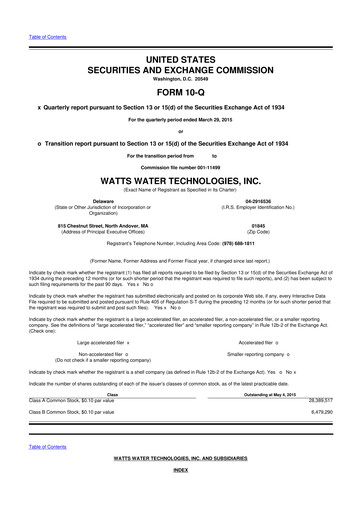Thumbnail Watts Water Technologies
 10-Q Quarterly Report FY2015 