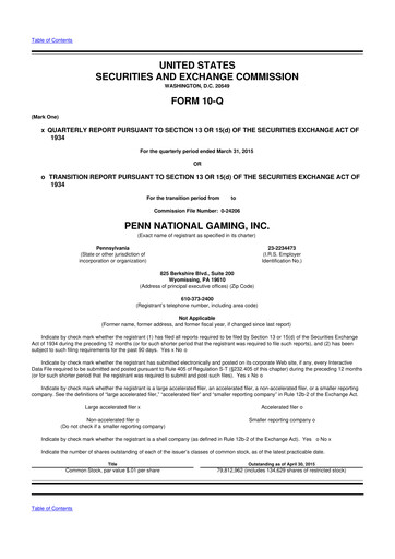 Thumbnail PENN Entertainment
 10-Q Quarterly Report FY2015 