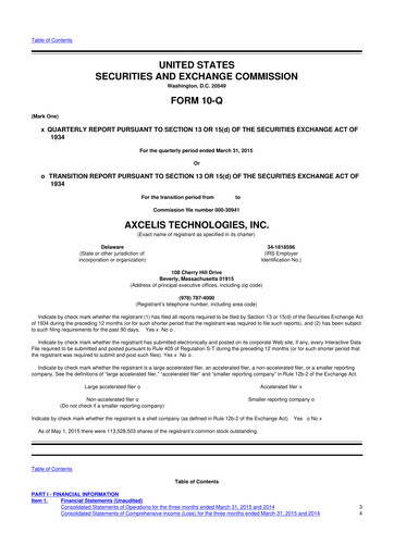 Thumbnail Axcelis Technologies
 10-Q Quarterly Report FY 