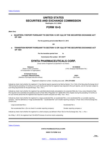 Thumbnail Madrigal Pharmaceuticals
 10-Q Quarterly Report FY2015 