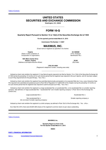 Thumbnail Maximus 10-Q Quarterly Report FY 