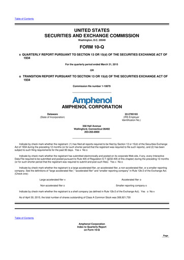 Thumbnail Amphenol 10-Q Quarterly Report FY2015 