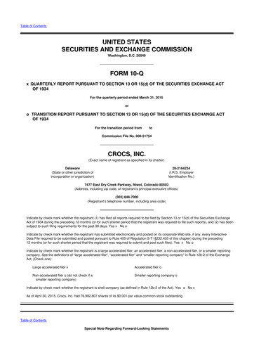 Thumbnail Crocs 10-Q Quarterly Report FY2015 