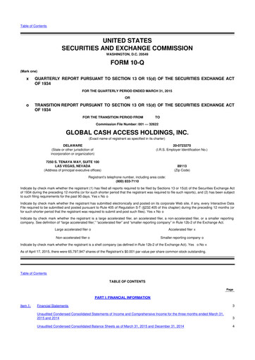 Thumbnail Everi Holdings
 10-Q Quarterly Report FY2015 