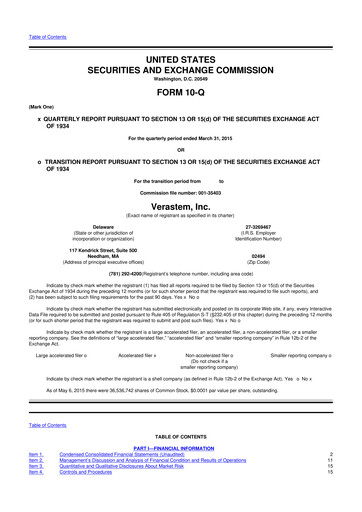 Thumbnail Verastem Oncology
 10-Q Quarterly Report FY2015 