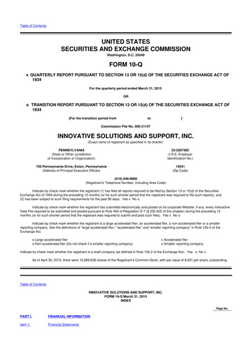 Miniature Innovative Solutions and Support 10-Q Rapport trimestriel 2015 