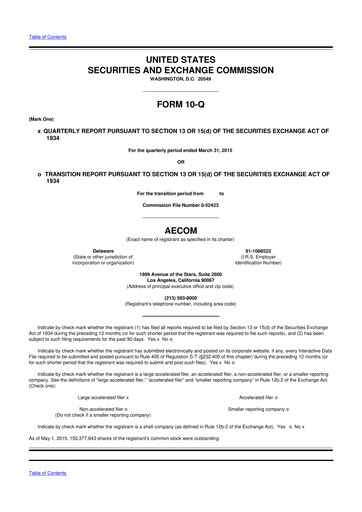 Thumbnail AECOM 10-Q Quarterly Report FY2015 