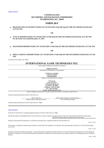 Thumbnail Brightstar Lottery 20-F Annual Report 