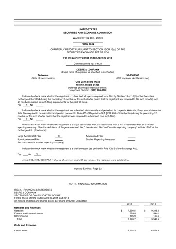 Thumbnail Deere & Company (John Deere) 10-Q Quarterly Report FY2015 