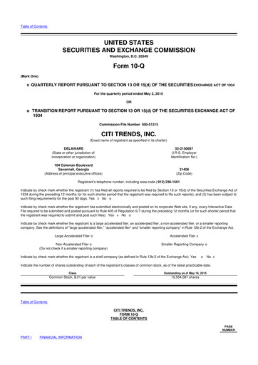 Thumbnail Citi Trends, Inc. 10-Q Quarterly Report FY 