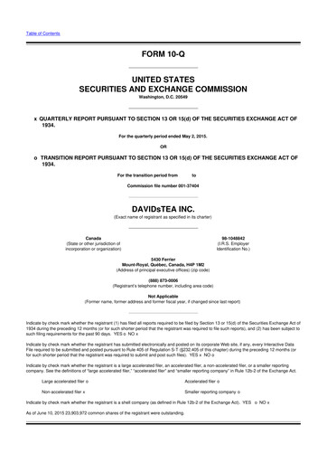 Thumbnail DAVIDsTEA 10-Q Quarterly Report FY 
