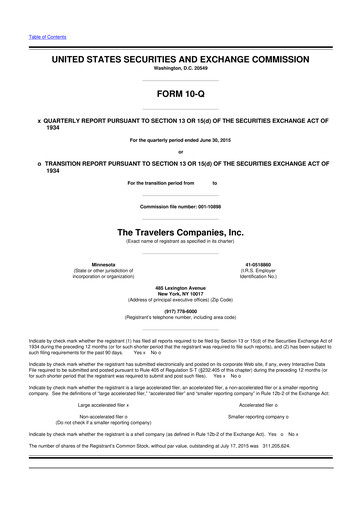 Thumbnail The Travelers Companies 10-Q Quarterly Report FY2015 
