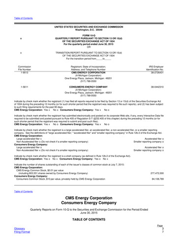 Thumbnail CMS Energy
 10-Q Quarterly Report FY2015 