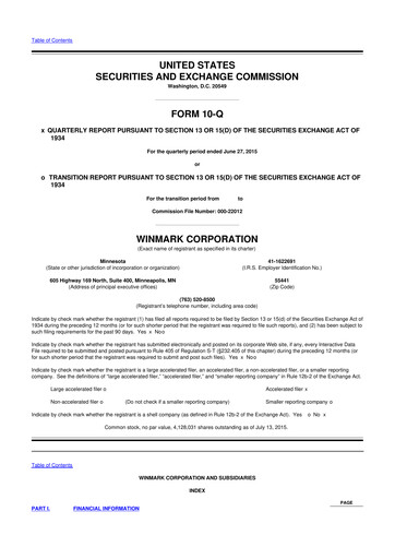 Thumbnail Winmark 10-Q Quarterly Report FY2015 