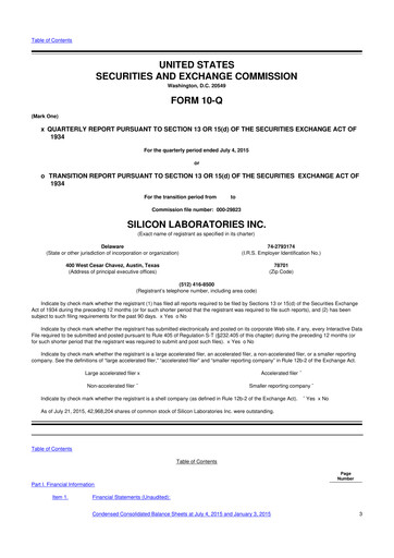 Thumbnail Silicon Labs
 10-Q Quarterly Report FY2015 