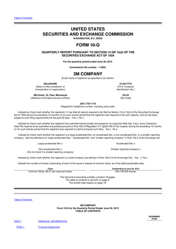 Thumbnail 3M 10-Q Quarterly Report FY2015 