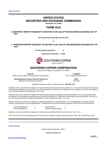 Thumbnail Southern Copper 10-Q Quarterly Report FY2015 