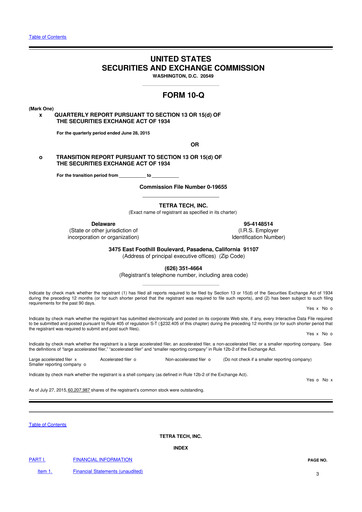 Thumbnail Tetra Tech
 10-Q Quarterly Report FY2015 