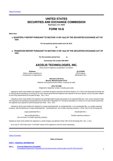 Thumbnail Axcelis Technologies
 10-Q Quarterly Report FY 