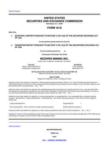 Thumbnail McEwen Mining 10-Q Quarterly Report FY2015 