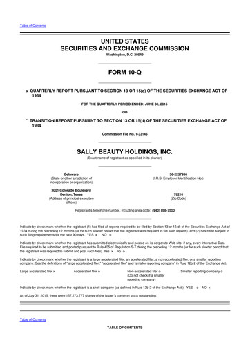 Thumbnail Sally Beauty Holdings 10-Q Quarterly Report FY2015 