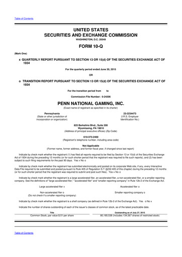 Thumbnail PENN Entertainment
 10-Q Quarterly Report FY2015 