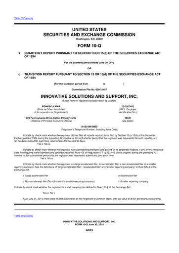 Miniature Innovative Solutions and Support 10-Q Rapport trimestriel 2015 