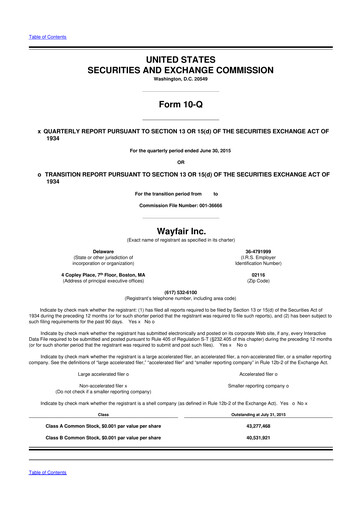 Vorschaubild Wayfair 10-Q Quartalsbericht 2015 
