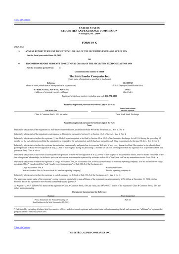 Thumbnail Estee Lauder 10-K Annual Report 2015