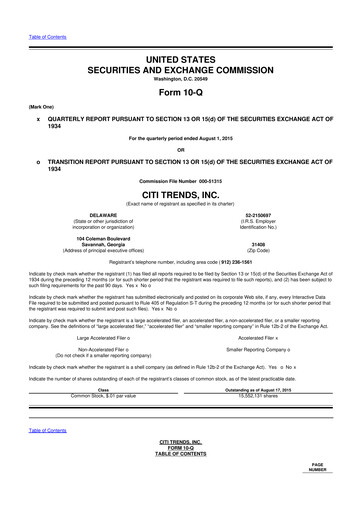 Thumbnail Citi Trends, Inc. 10-Q Quarterly Report FY 