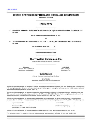 Thumbnail The Travelers Companies 10-Q Quarterly Report FY2015 