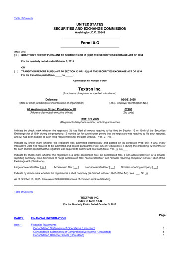 Thumbnail Textron 10-Q Quarterly Report FY2015 