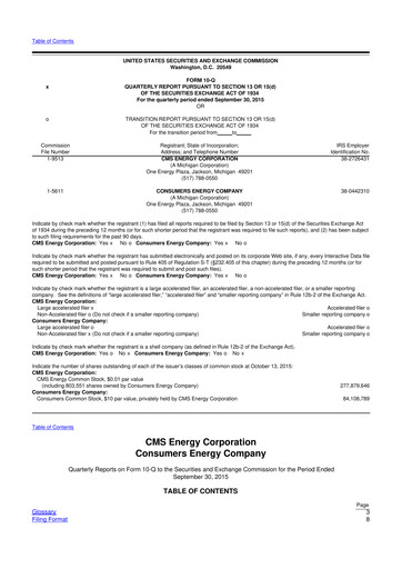 Thumbnail CMS Energy
 10-Q Quarterly Report FY2015 