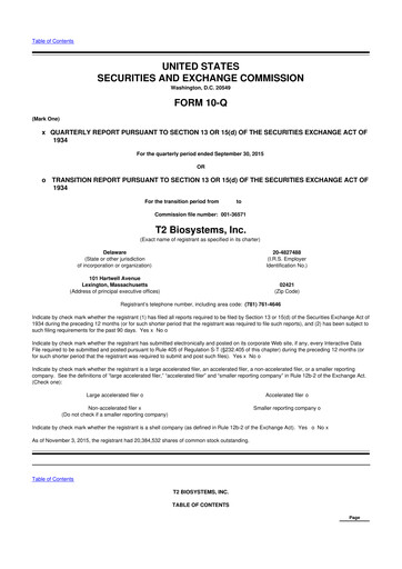 Thumbnail T2 Biosystems
 10-Q Quarterly Report FY2015 