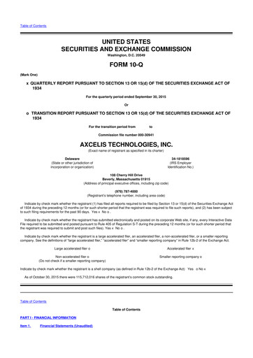 Thumbnail Axcelis Technologies
 10-Q Quarterly Report FY 