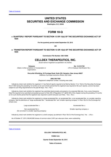 Thumbnail Celldex Therapeutics 10-Q Quarterly Report FY2015 