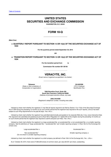 Thumbnail Veracyte 10-Q Quarterly Report FY2015 