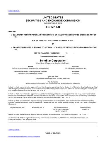 Vorschaubild EchoStar 10-Q Quartalsbericht 2015 